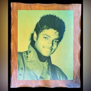 X SOLD X Vintage Michael Jackson wood wall hanging